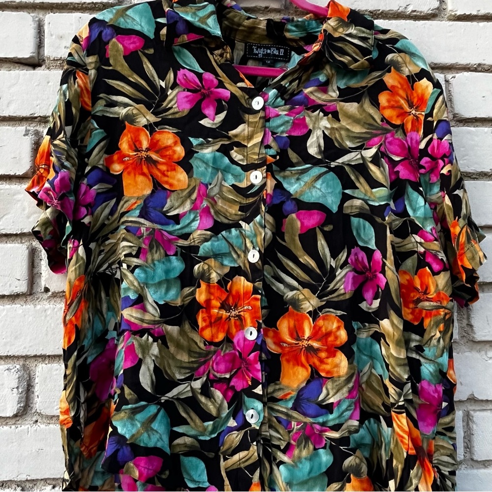 Vintage Twyla Blu II Tropical Pant Set - Size 1X - Picture 2 of 4